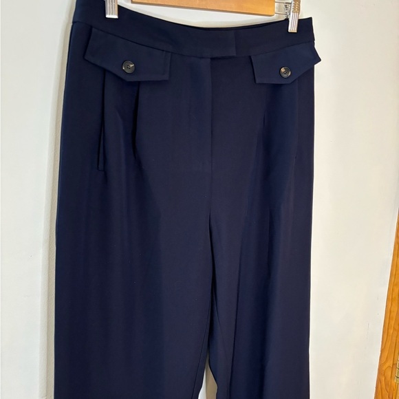 NWOT Lulus Navy Blue Wide Leg Faux Pocket Pants - Picture 2 of 6